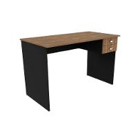 Mesa de Escritório ME4165 c/ 2 Gavetas Nogal/Preto - Tecno Mobili - 1