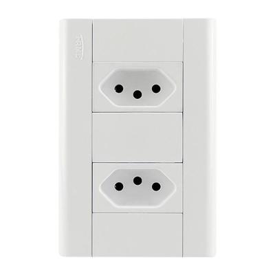 Conjunto de Tomadas 2P+T 10A 250V Modulare 1433 com Placa Distanciada Fame Brasil