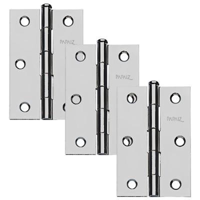 Dobradiça Leve de Aço Reto 1295 Kit com 3 Peças com Parafusos para Instalação Papaiz