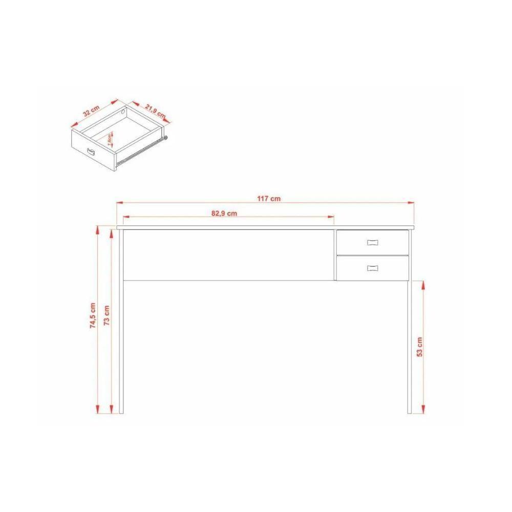 Mesa de Escritório ME4165 c/ 2 Gavetas Nogal/Preto - Tecno Mobili - 3