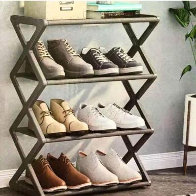 Sapateira Multiuso 4 Andares Organizadora 8 Pares Plástico e Metal para Casa Preto