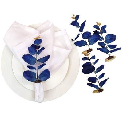 Porta Guardanapo Ramo de Eucaliptos Set 4 para Mesa Posta Azul Maison Charlo