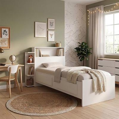 Cama De Solteiro Isa Com Gavetas Laterais Com Colchão D20 Para Dormitório Juvenil - Branco