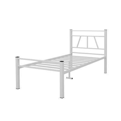 Cama De Solteiro Em Ferro Estrutura Reforçada Modelo Metálico Para Quarto Juvenil - Branco