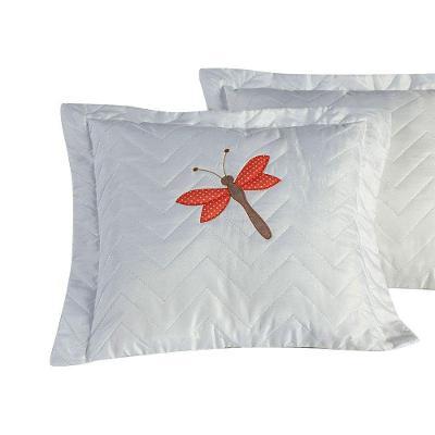 Kit Capa de Almofada Libélula 45x45cm Matelada Bordada Branco MR Enxovais