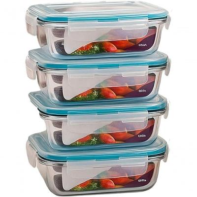 Pote para Armazenamento de Alimentos Kit 4 Potes 1040ml Marmita de Vidro com Tampa Hermética