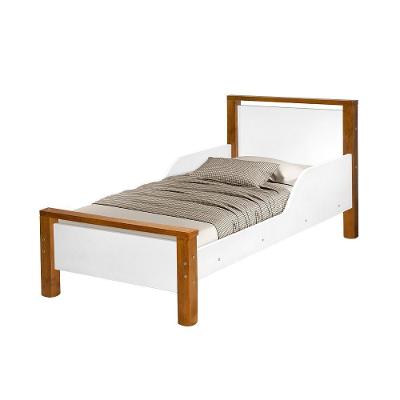 Mini Cama Infantil Meli Com Pés De Madeira Para Quarto Infantil Estilo Elegante Atual-branco Com Mel