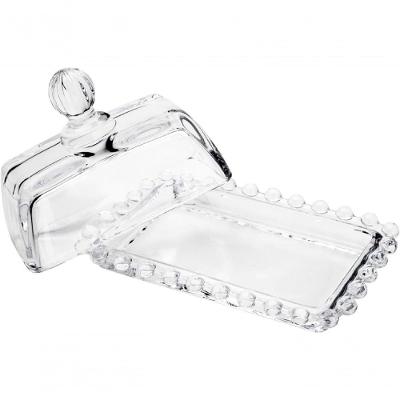 Manteigueira Pearl de Cristal com Tampa Decorativa Transparente Wolff