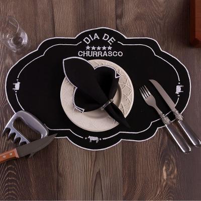 Kit Jogo Americano 24 Peças 12 Lugares Mesa Posta Sousplat Bordado para Churrasco Preto