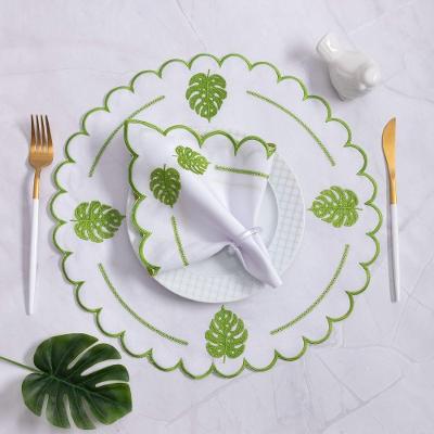 Kit Jogo Americano Costela de Adão Bordado 24 Peças para Mesa Posta 12 Lugares Branco