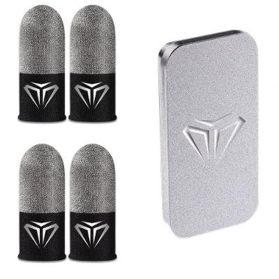 Luva de Dedo Gamer para Celular Wm Fibra de Prata com Caixa Metálica Anti Suor 4 Unidades