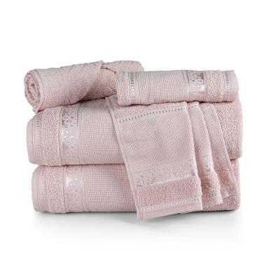 Jogo de Toalha Atelie 5 Peças Banho Rosto e Piso 100% Algodão 400g-m2 Rosa Petala Casa com Amor