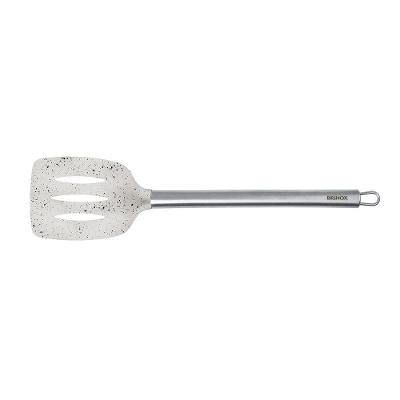 Espátula Vazada Duo Silicone com Cabo Aço Inox 35cm Bege para Panelas Antiaderentes Brinox