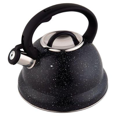 Chaleira Roma 2,7L em Aço Inoxidável com Apito Sonoro e Alça Antitérmica Preto Marble Brinox