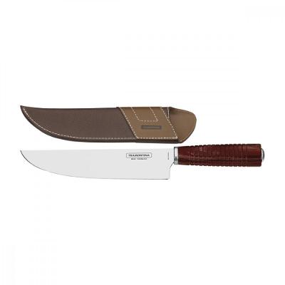Faca para Carne 8 Polegadas Inox Cabo Polywood com Bainha Vermelho Tramontina