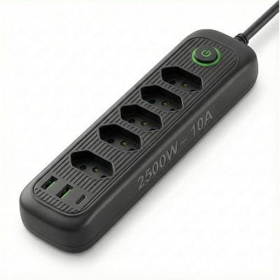 Régua Energia 5 Tomadas + Usb Tipo-c Cabo 2m Filtro Linha