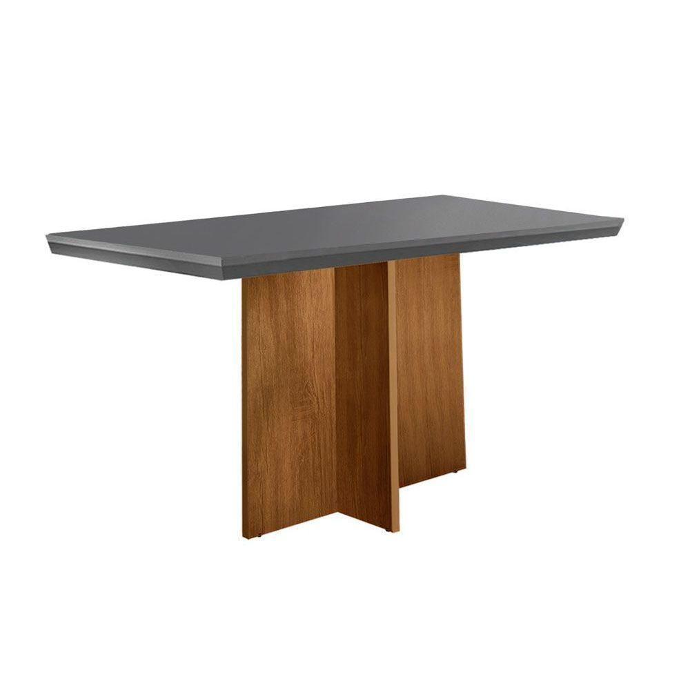 Mesa De Sala Jantar Berlim + Tampo Madeirado Reto 120x80cm Grafite/imbuia - Rufato - 1