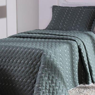 Cobre Leito Solteiro Heitor Hipercal 400 Fios Bordado Kit 2 Peças Verde Militar MR Enxovais