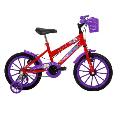 Bicicleta Aro 16 Infantil Kiss V-Brake com Cesta Vermelho Coke Free Action