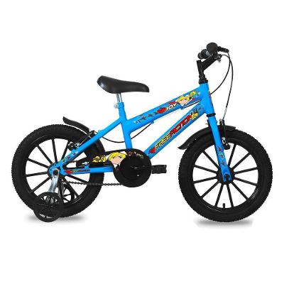 Bicicleta Aro 16 Infantil Joy com Rodinhas Laterais V-Brake Azul Capri Free Action