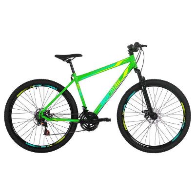 Bicicleta Mountain Bike Jaws 2.0 Aro 29 Quadro Aço 21 Marchas Freio a Disco Verde Kawasaki Mormaii