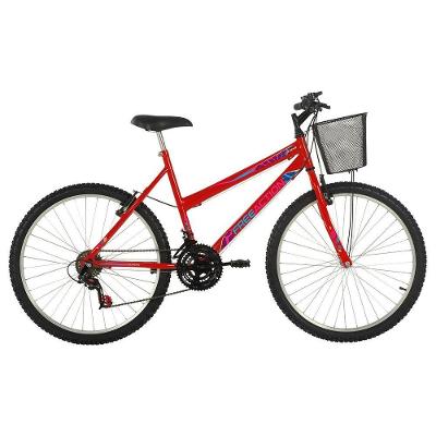 Bicicleta Donna Mountain Bike Aro 26 Quadro Aço 18 Marchas V-Brake Vermelho Coke Free Action