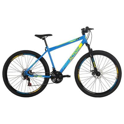 Bicicleta Flexus 2.0 Mountain Bike Aro 29 Quadro Aço 21 Marchas Free Action Azul Capri