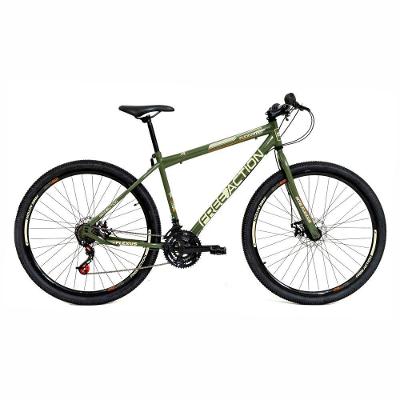 Bicicleta Flexus 1.5 Mtb Aro 29 Quadro Aço 21 Marchas Freio a Disco Free Action Verde Militar