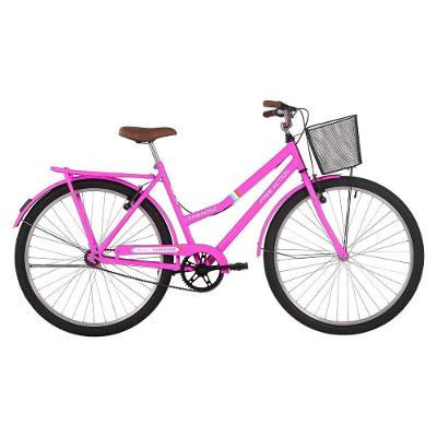 Bicicleta Paradise Urbana Aro 26 Quadro Aço 1 Marcha Rosa Chicle Free Action