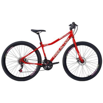 Bicicleta Riese 1.5 Mtb Aro 29 Quadro Aço 21 Marchas Freio a Disco Free Action Vermelho Coke