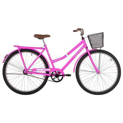 Bicicleta Paradise Urbana Aro 26 Quadro Aço 1 Velocidade Contra Pedal Rosa Chicle Free Action