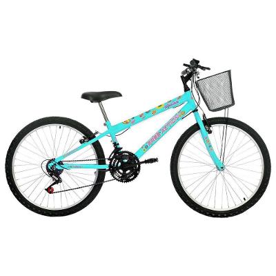 Bicicleta Donna Mtb Aro 24 Quadro em Aço 18 Marchas Verde Tiffany Free Action