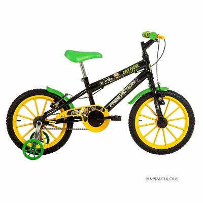Bicicleta Infantil Cat Noir & Miraculous Mtb Aro 16 com Freio V-Brake Preto Brilho Free Action