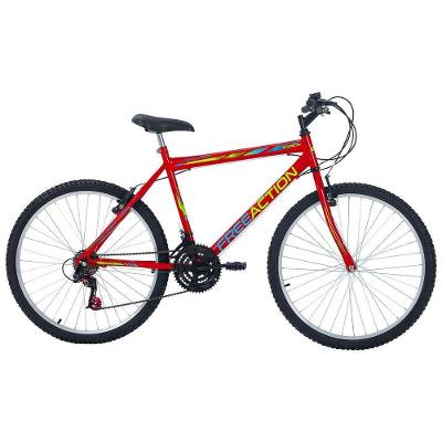 Bicicleta Eden Mountain Bike Aro 26 Quadro Aço 18 Marchas Vermelho Coke Free Action