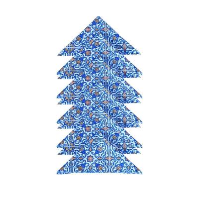 Kit 12 Guardanapos Allegra 35x35cm Microfibra Estampa Digital Azul Azulejo Valle Distribuidora
