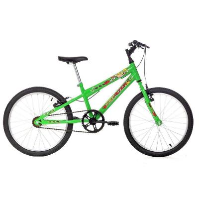 Bicicleta Joy Mountain Bike Aro 20 Quadro Aço 1v V-Brake Verde Kawasaki Free Action