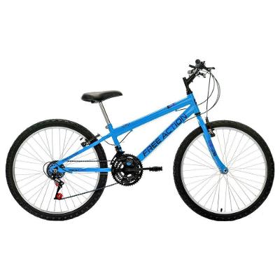 Bicicleta Eden Mountain Bike Aro 24 Quadro Aço 18 Marchas Azul Capri Free Action