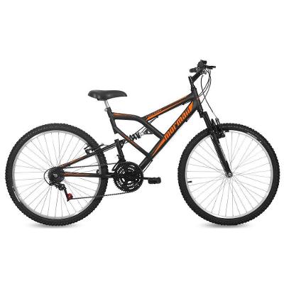 Bicicleta Eco Mormaii Fullsion Mountain Bike Aro 26 Quadro Aço 18 Marchas Preto Fosco