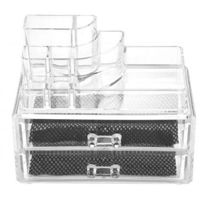 Organizador de Maquiagem Acrílico com 2 Gavetas para Cosméticos e Joias Transparente Kangur