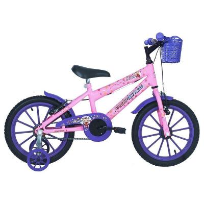 Bicicleta Infantil Aro 16 Kiss Mtb V-Brake Rosa Claro Free Action