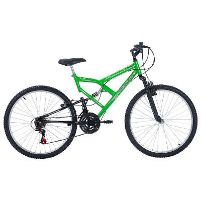 Bicicleta Full FA 240 Mountain Bike Aro 26 Quadro Aço 18 Marchas Verde Kawasaki Free Action