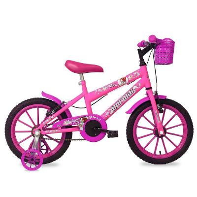 Bicicleta Infantil Sweet Girl Aro 16 V-Brake com Cesta Rosa Chicle Mormaii