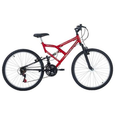 Bicicleta Mountain Bike Full FA 240 Aro 26 Quadro Aço 18 Marchas V-Brake Vermelho Coke Free Action