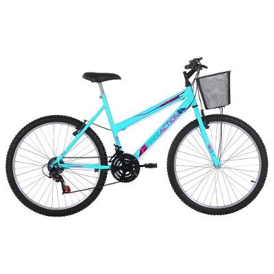 Bicicleta Donna Mountain Bike Aro 26 Quadro Aço 18 Marchas V-Brake Verde Tiffany Free Action