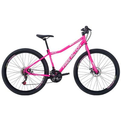 Bicicleta Riese 1.5 Mountain Bike Aro 29 21v Freio a Disco Rosa Chicle Free Action