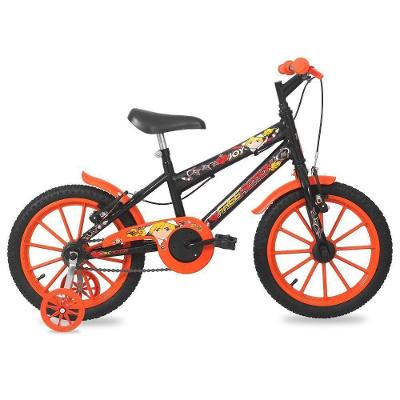 Bicicleta Infantil Joy Aro 16 com Rodinhas Laterais V-Brake Preto Brilho Free Action
