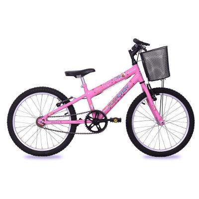 Bicicleta Aro 20 Kiss Mtb Quadro Aço 1v V-Brake Rosa Claro Free Action