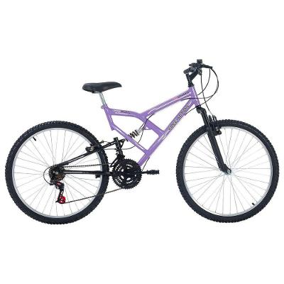 Bicicleta Full FA 240 Mountain Bike Aro 26 Quadro Aço 18 Marchas Lilás Free Action