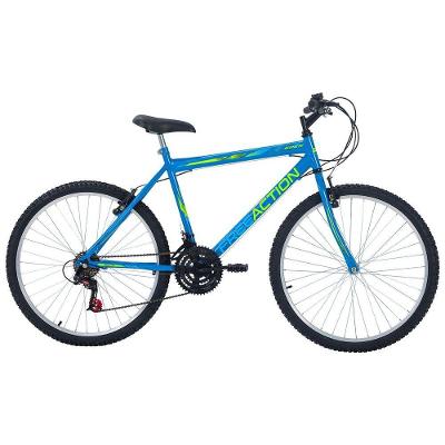 Bicicleta Eden Mountain Bike Aro 26 Quadro Aço 18 Marchas V-Brake Azul Capri Free Action