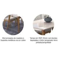 Mesa de Sala Jantar Adele + Tampo Madeirado Vidro 130x80cm Madeira/Off White - Cimol